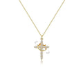 Regal Spin Cross Crown Necklace